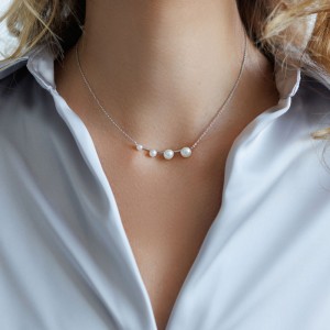Colier argint cu perle naturale albe DiAmanti SK23492N_W-G (Argint 925‰ 2,5 g.)